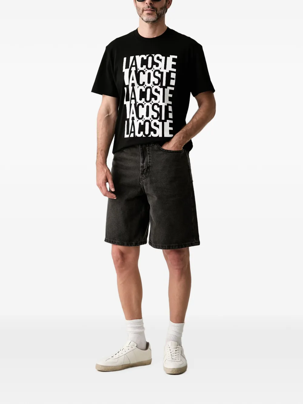 Lacoste T-shirt met logoprint Zwart