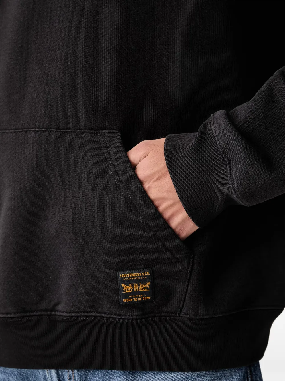 Levi's Workwear logo-patch drawstring hoodie Zwart