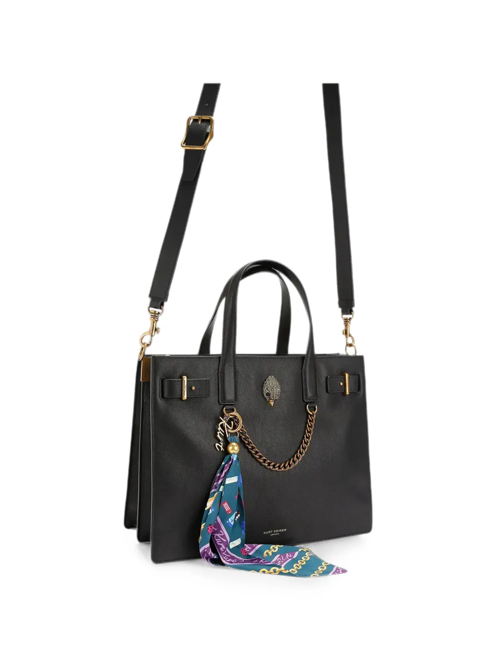 Kurt Geiger London Shopper verfraaid met adelaar en sjaaldetail Zwart