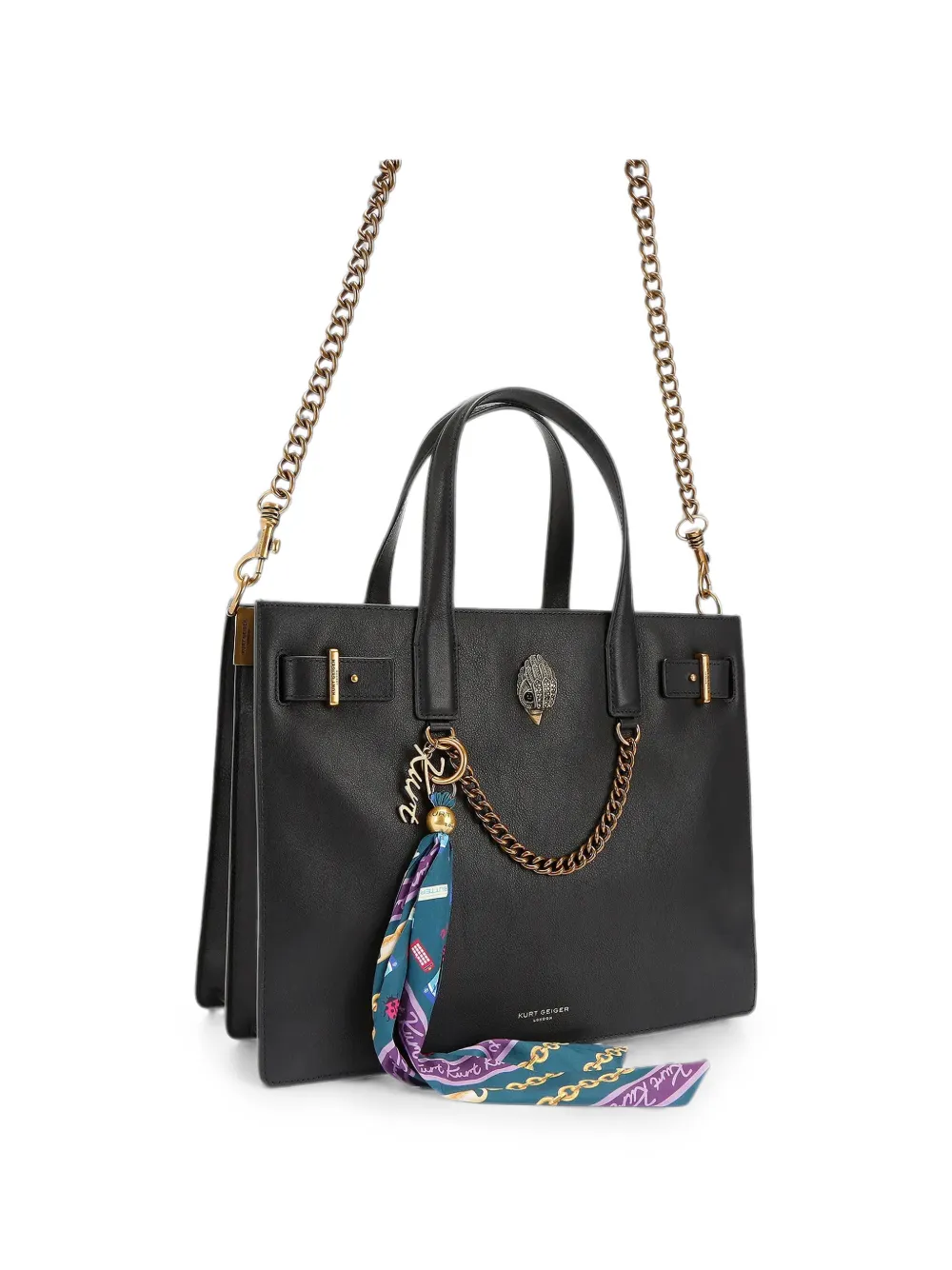 Kurt Geiger London Shopper verfraaid met adelaar en sjaaldetail Zwart