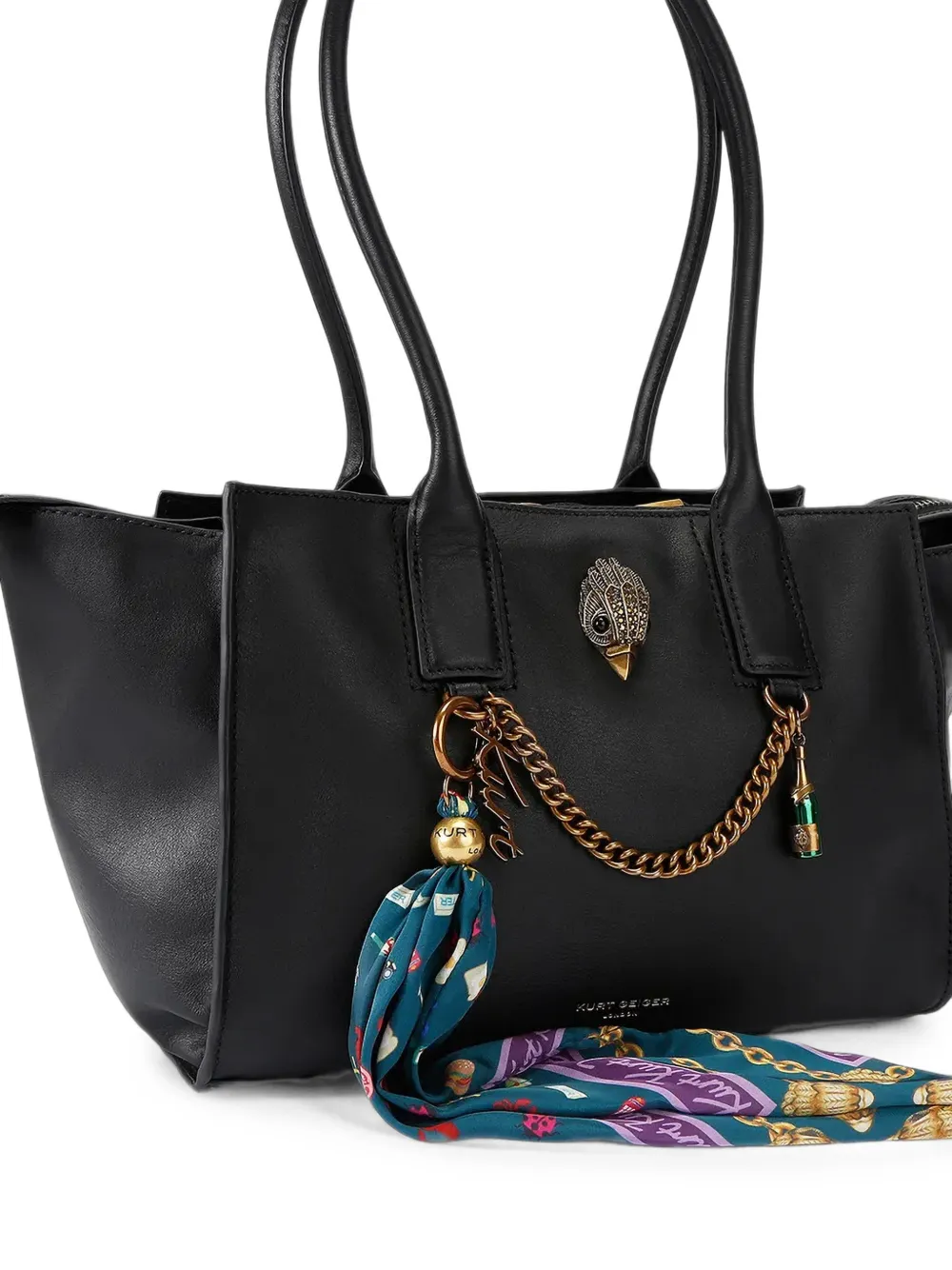 Kurt Geiger London Shopper met sjaaldetail en adelaar-plakkaat Zwart