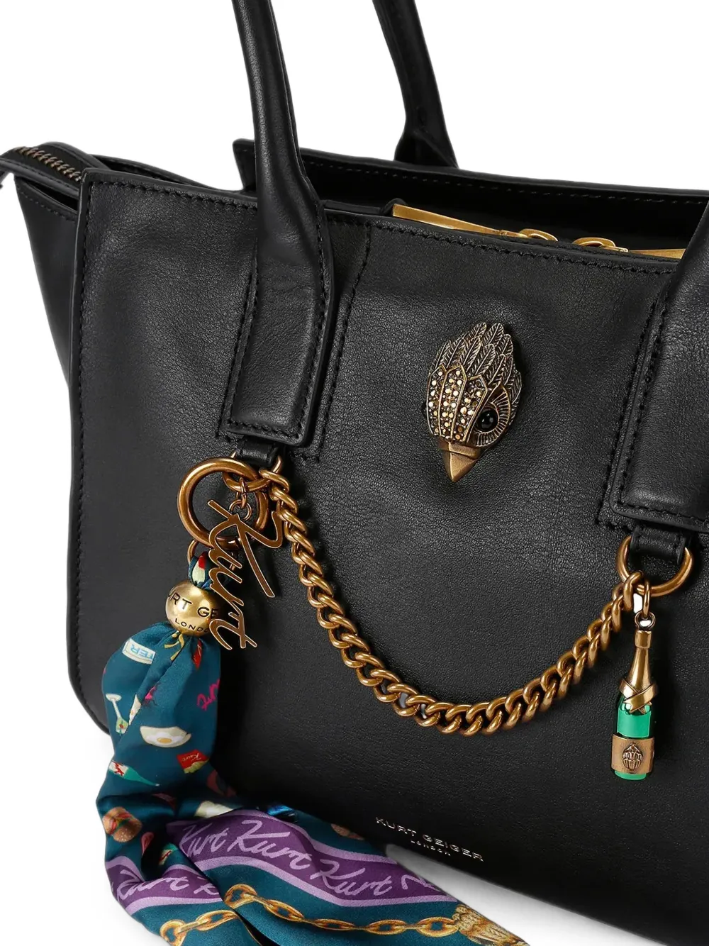 Kurt Geiger London Shopper met sjaaldetail en adelaar-plakkaat Zwart