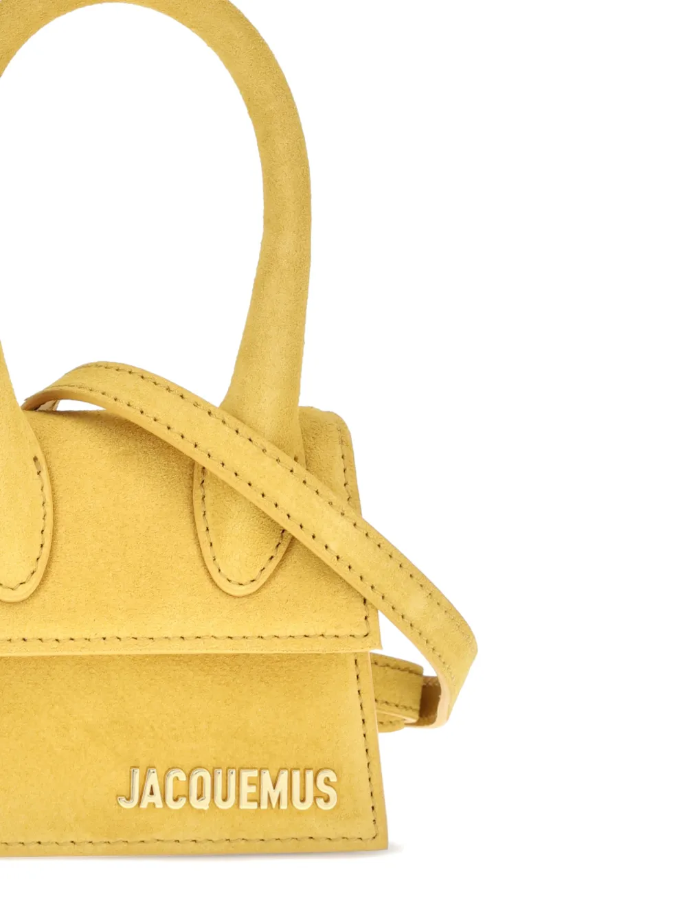 Jacquemus Le Chiquito Signature suède mini-handtas Geel