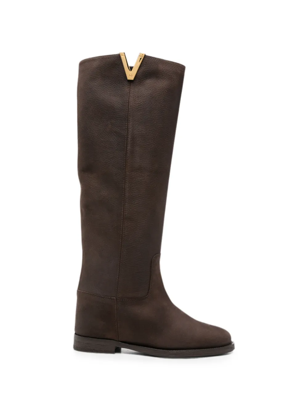 Via Roma 15 V-plaque leather knee-high boots Bruin