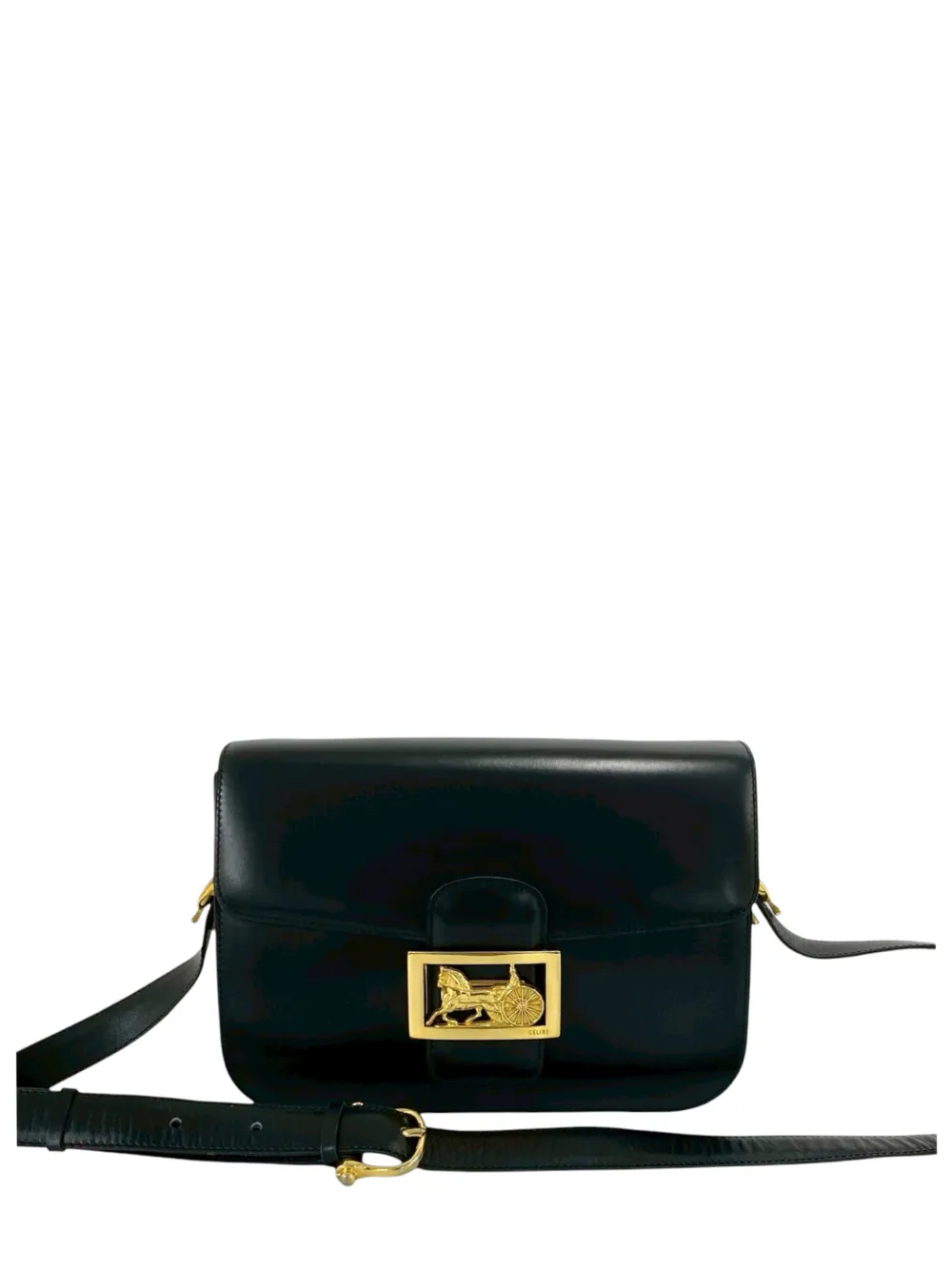 Celine Pre-Owned 1970-1980 Leather Logo Horse Carriage crossbody bag - Schwarz