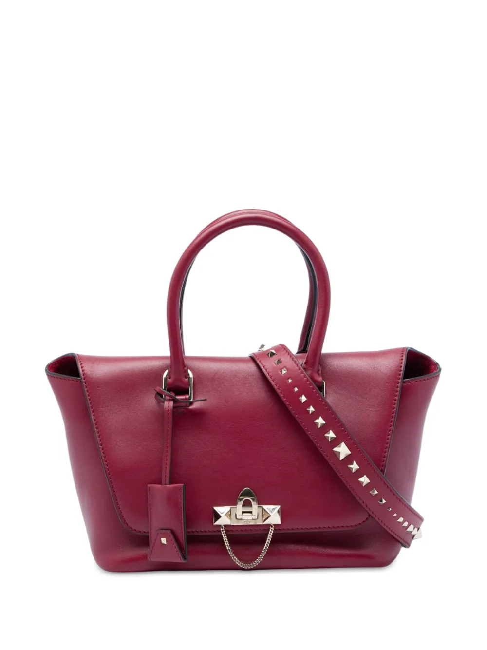 Valentino Garavani Pre-Owned 2018-2026 Leather Rockstud Demilune satchel - Rosso