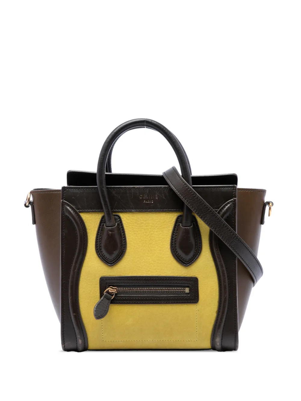 Celine Pre-Owned 2014 Nano Tricolor Leather Luggage Tote satchel - Gelb