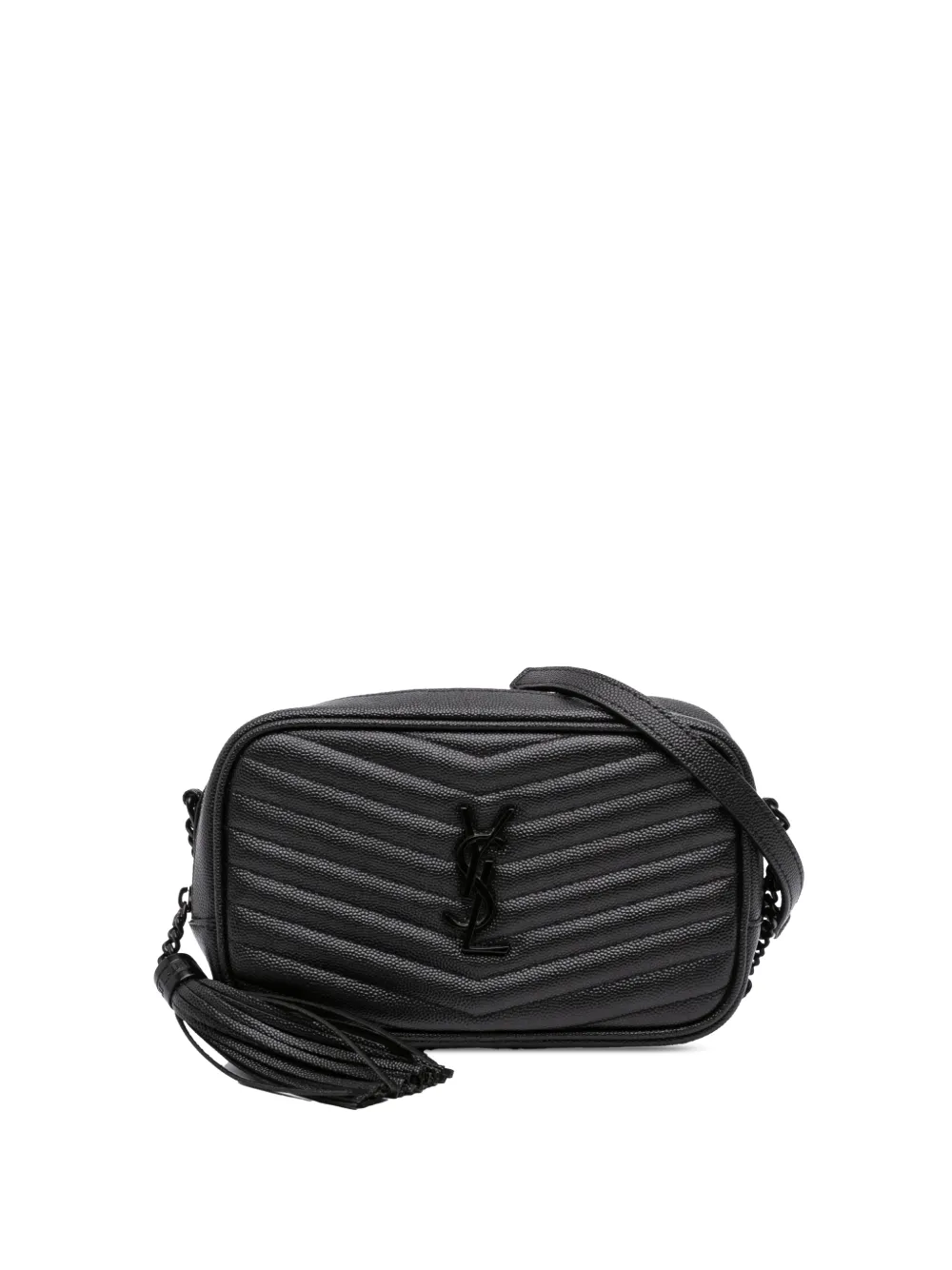 Saint Laurent Pre-Owned 2021 Mini Grain de Poudre Monogram Monochrome Lou Camera Bag crossbody bag - Nero