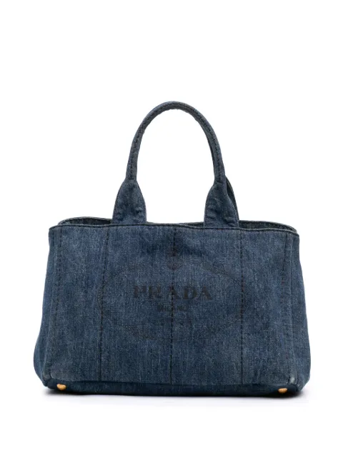 Prada Pre-Owned bolsa satchel Canapa de mezclilla con logo 2013-2026