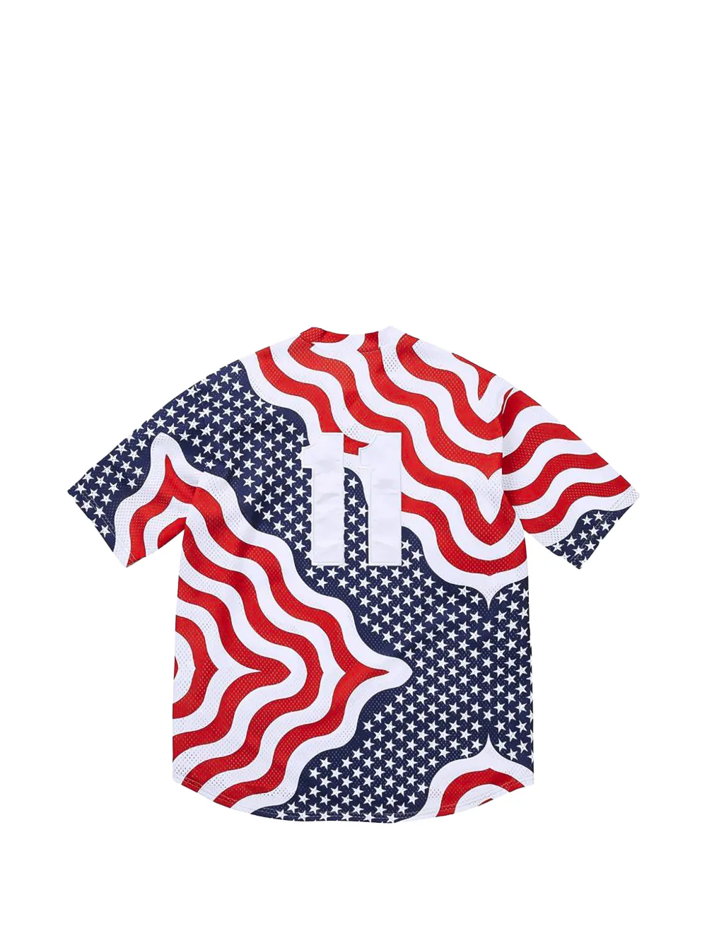 Supreme New York USA Shop S Baseball Henley Flag T-shirt met logo Wit