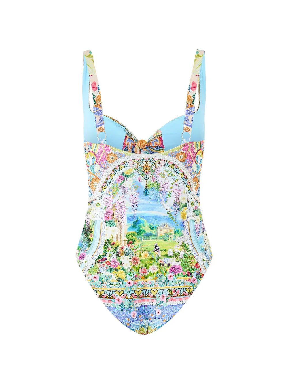 Camilla Badpak met print en gestrikte voorkant Blauw