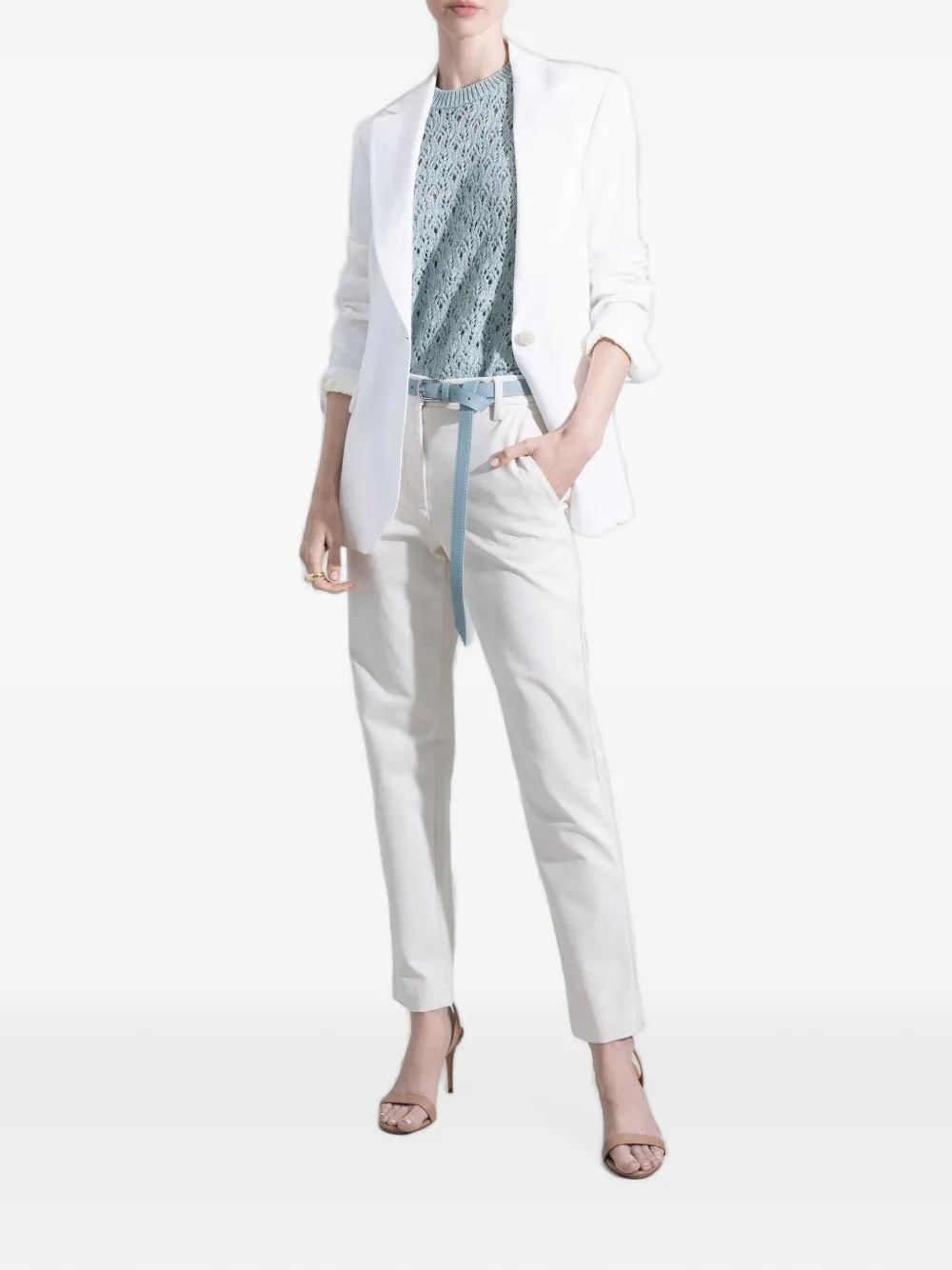 Eleventy Cropped broek met toelopende pijpen Beige