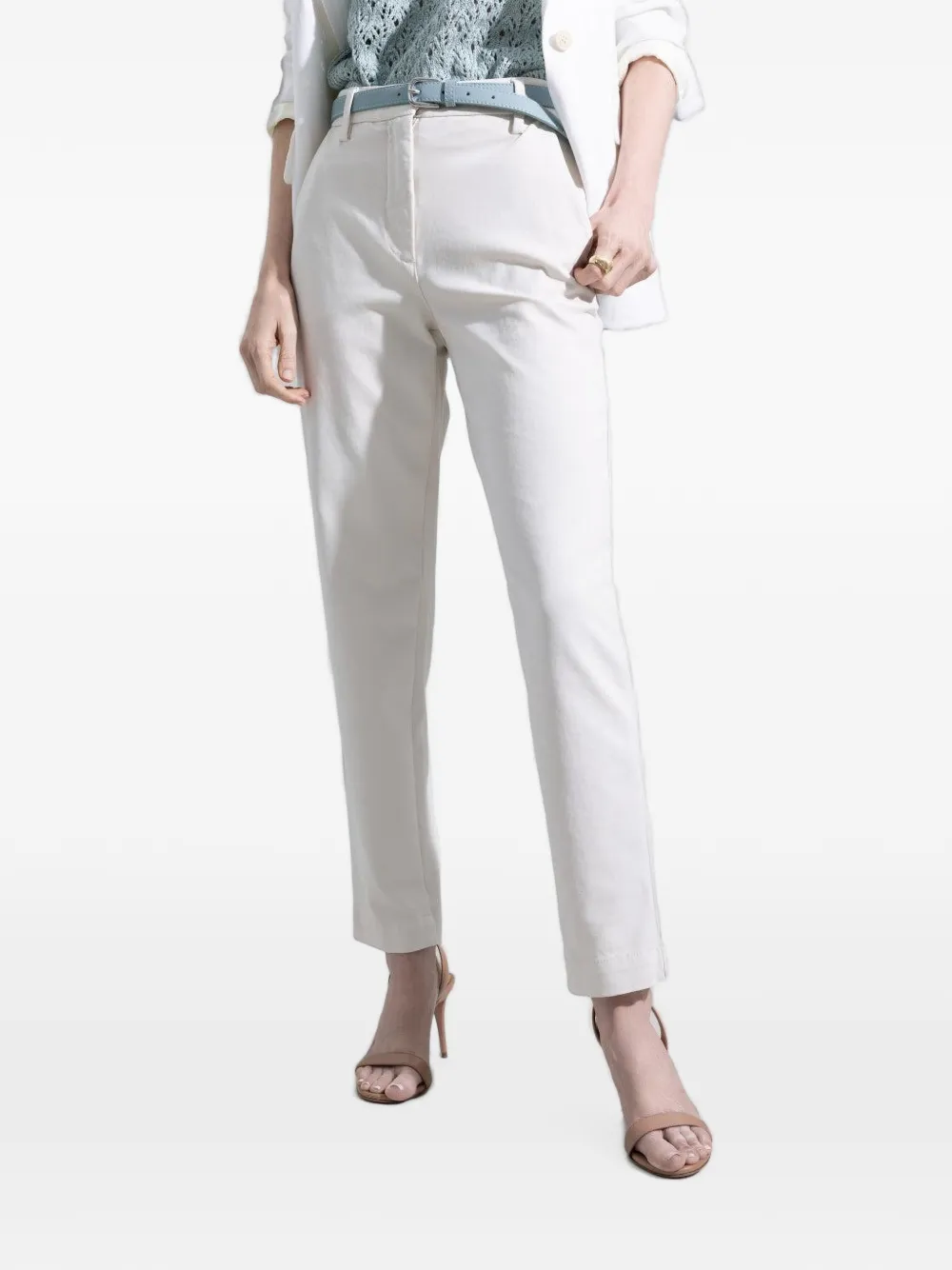 Eleventy Cropped broek met toelopende pijpen Beige