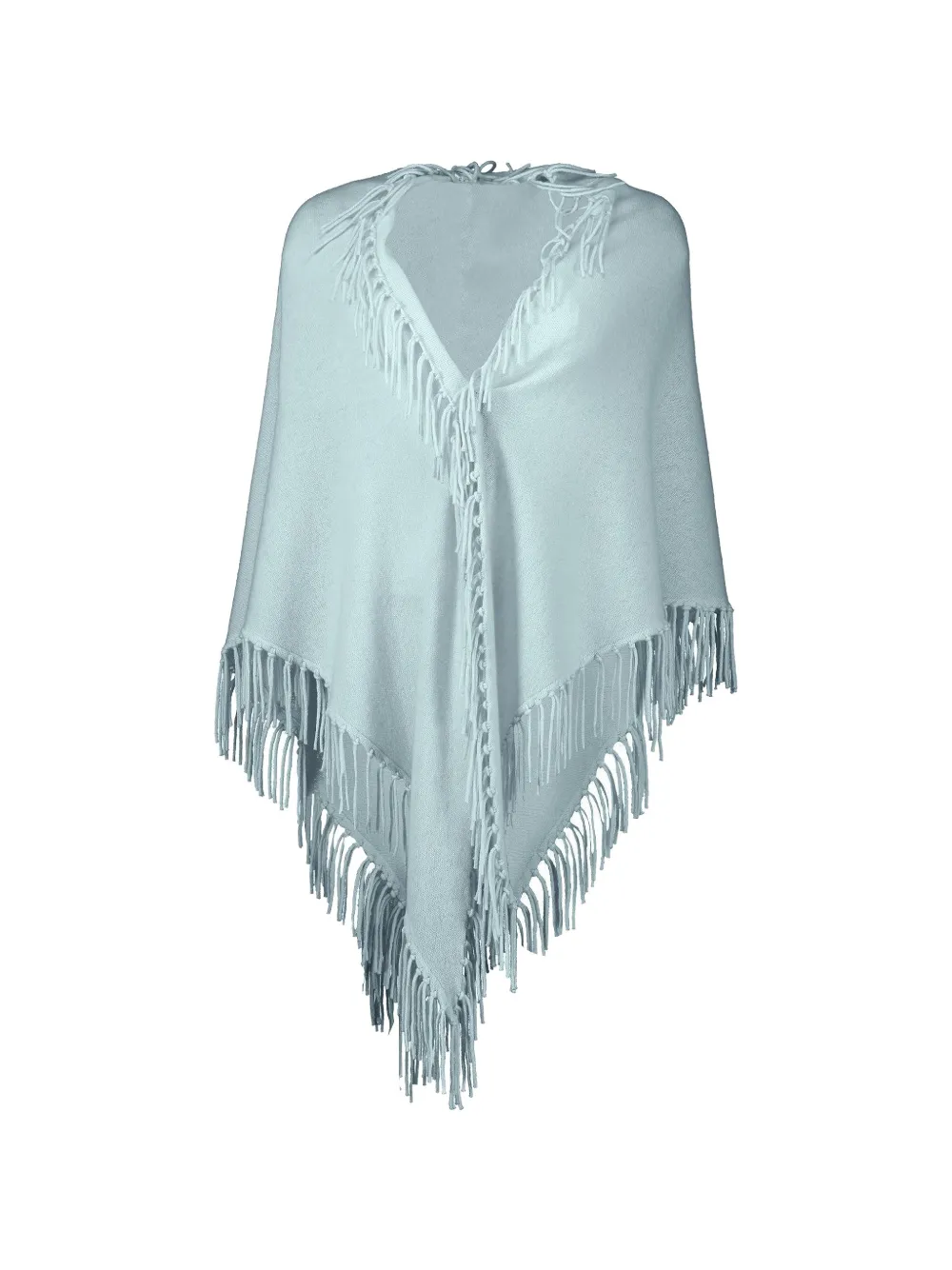 MINNIE ROSE cashmere fringe shawl - Blau