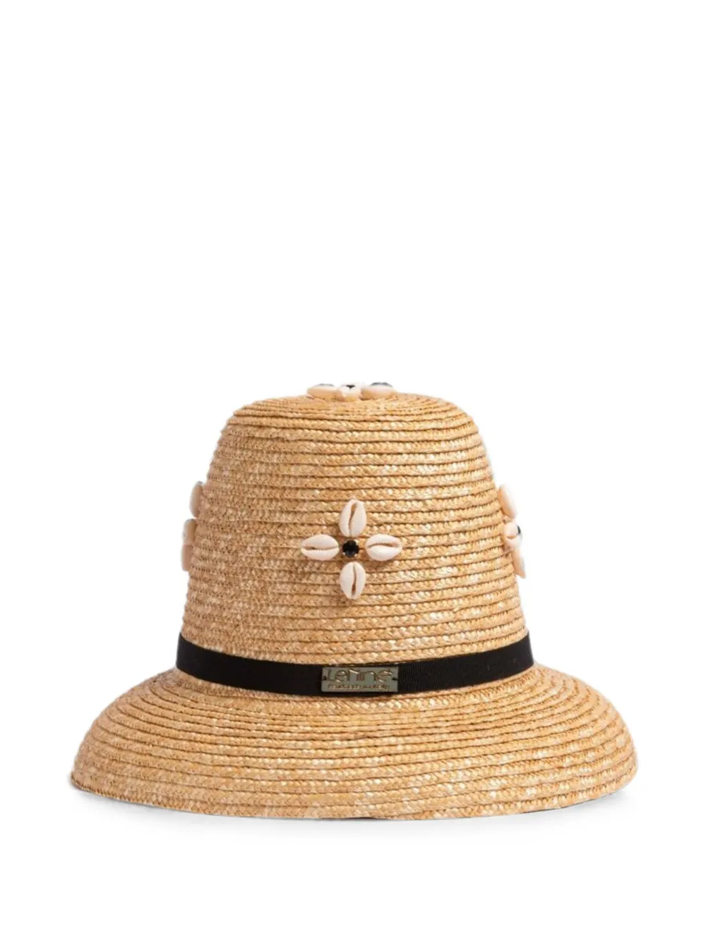 Le Nine Cross Grain Flower shell-embellished bucket hat - Toni neutri
