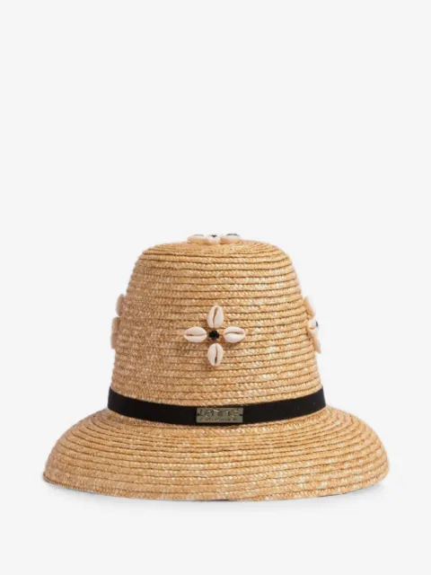 Le Nine Cross Grain Flower shell-embellished bucket hat