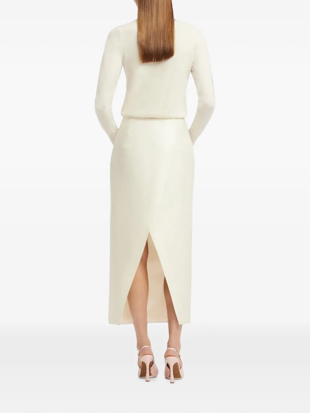 Leo Lin Quinn Wildflower-embellished Midi Skirt in Neutrals, view 3