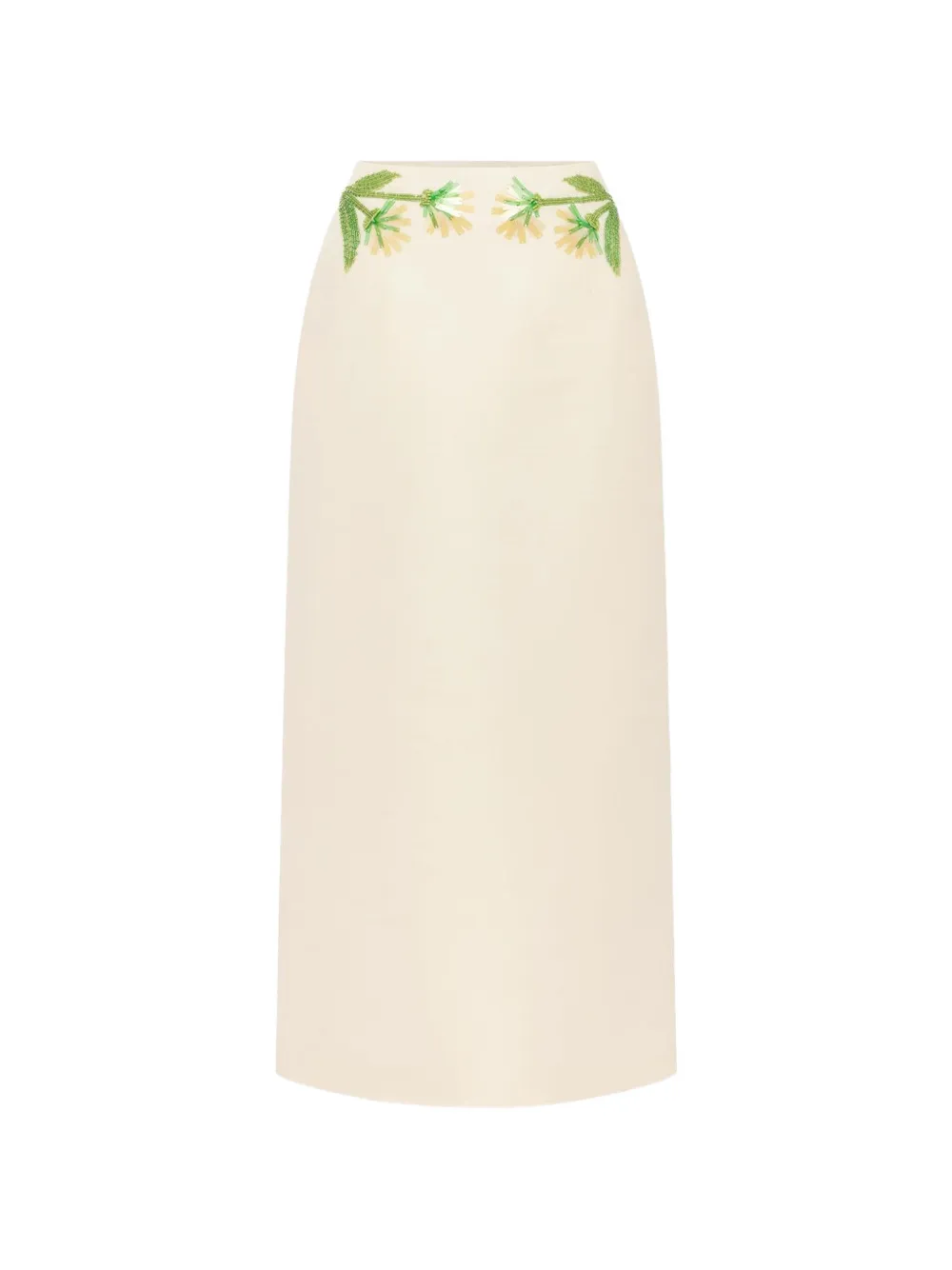 Leo Lin Quinn Wildflower-embellished Midi Skirt in Neutrals, view 5