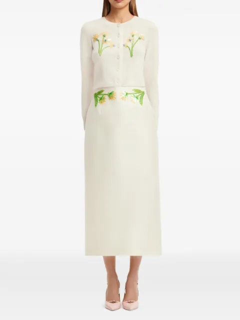 Leo Lin Quinn wildflower-embellished midi skirt