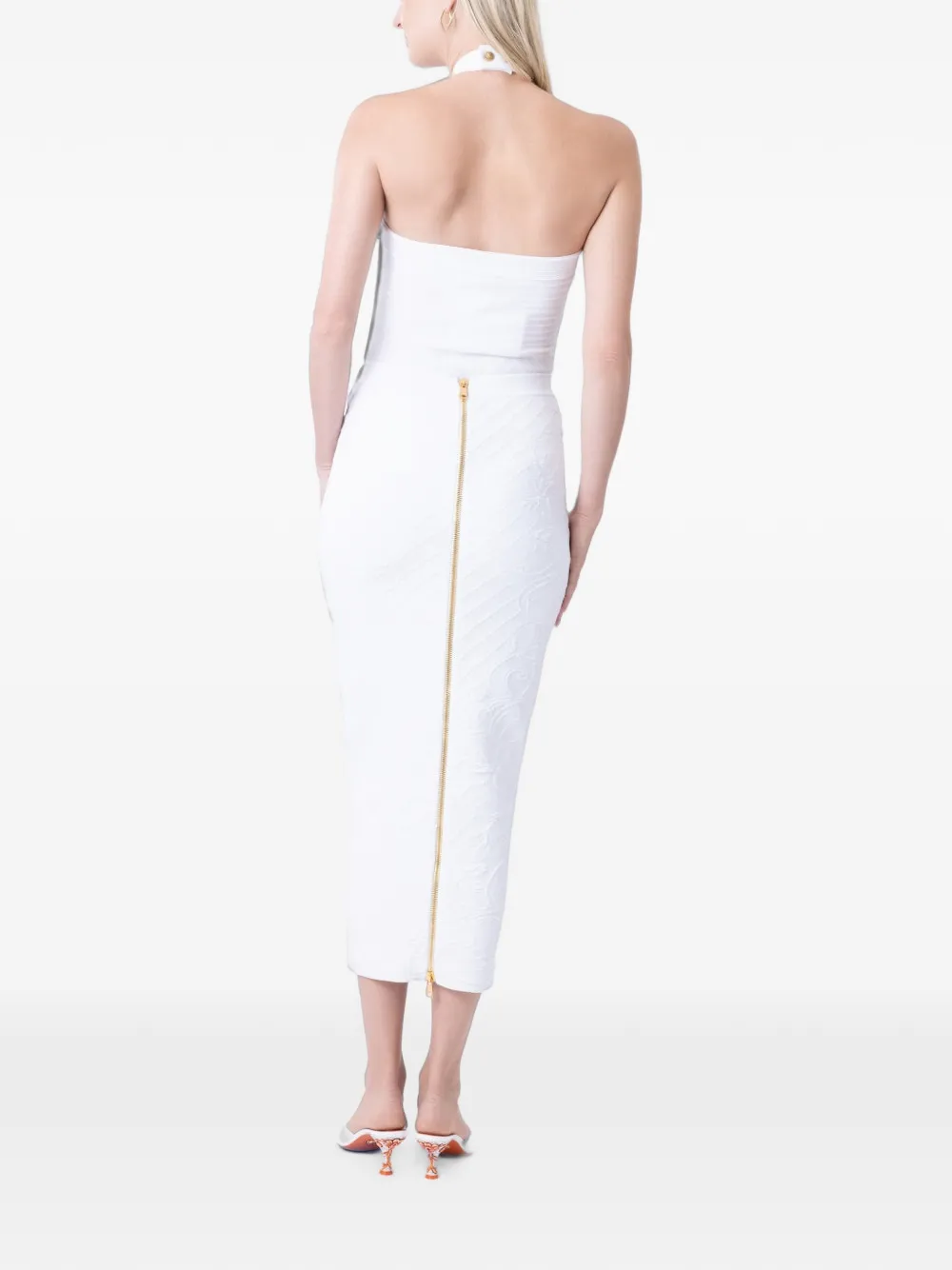 Balmain Gebreide maxi-rok met jacquard Wit