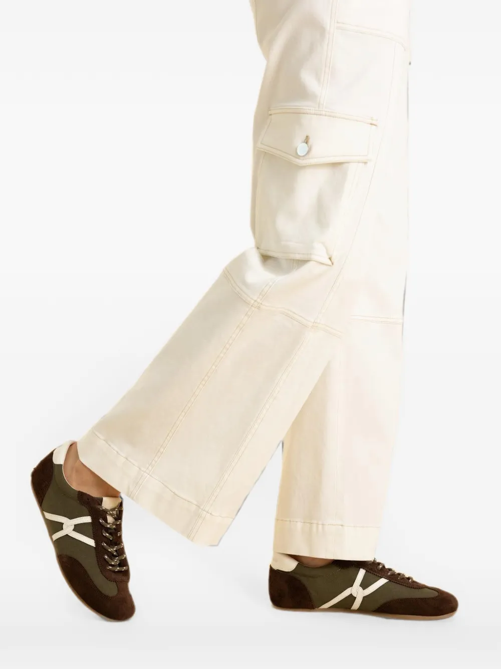 Veronica Beard Riviera suede-panel sneakers Bruin