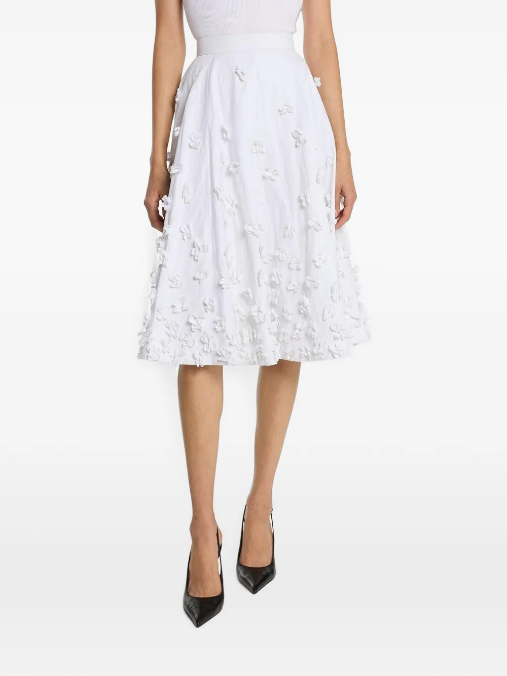 Michael Kors Collection floral-embroidered A-line midi skirt Wit