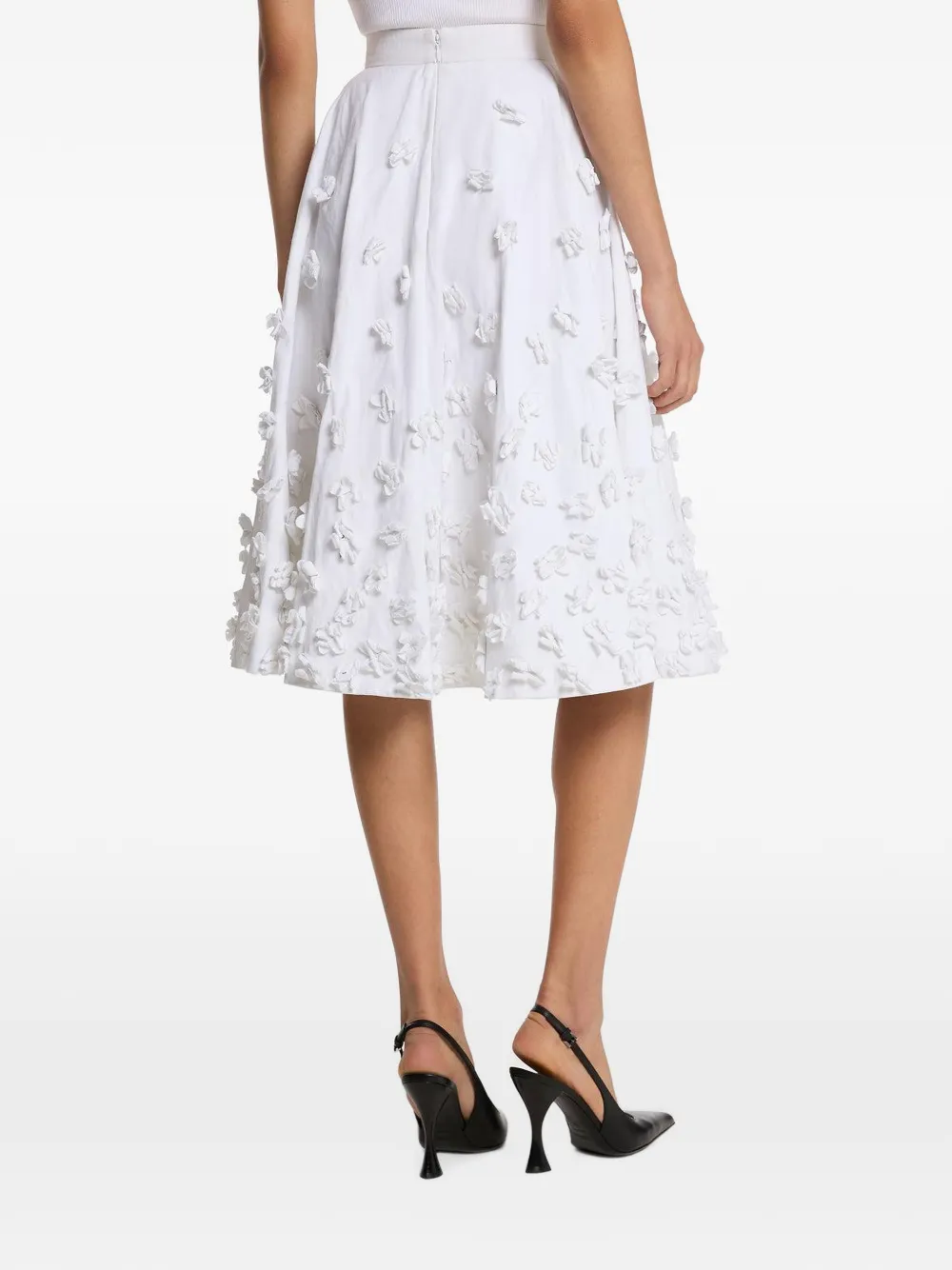 Michael Kors Collection floral-embroidered A-line midi skirt Wit