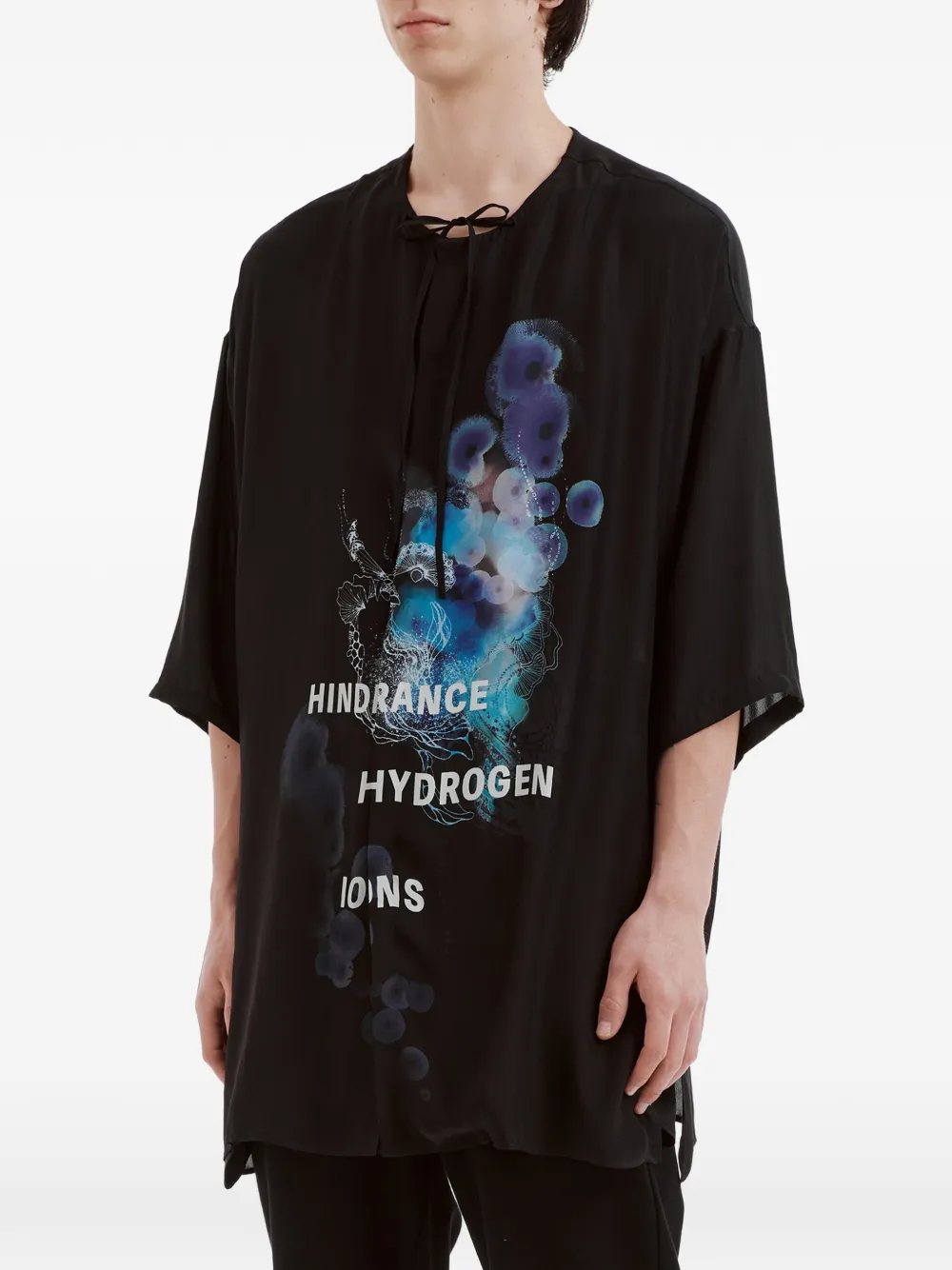 Yohji Yamamoto Overhemd met grafische print Zwart