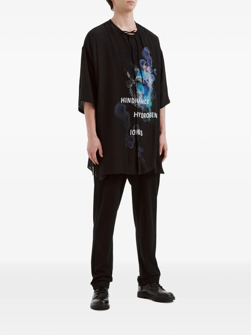 Yohji Yamamoto Overhemd met grafische print Zwart