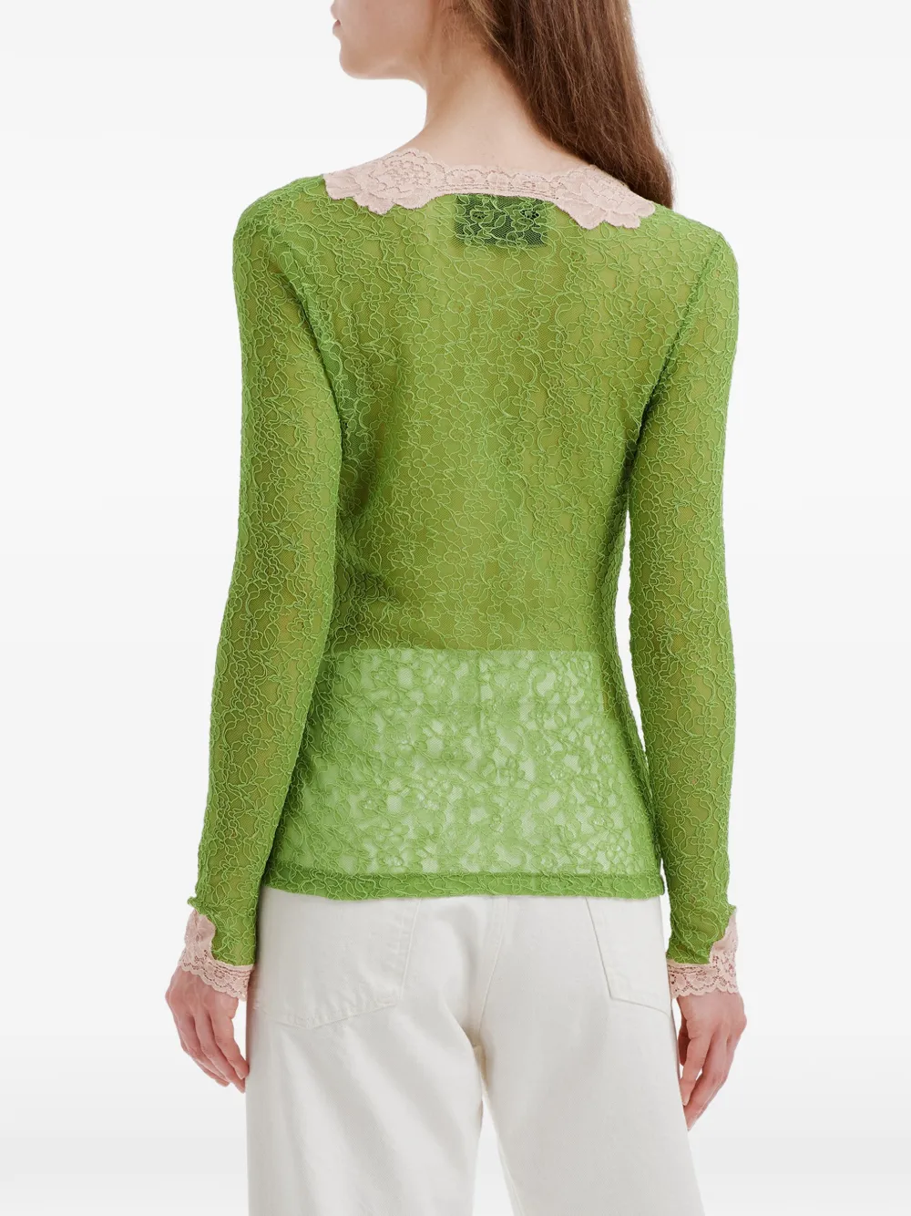 Valentino Garavani Button-up vest met kanten afwerking Groen