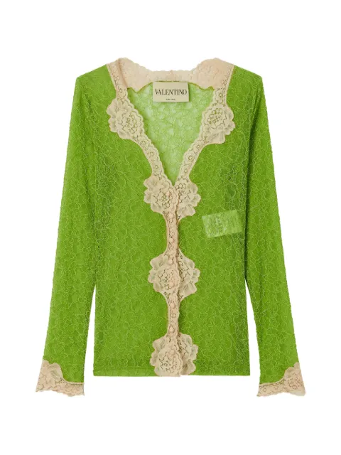 Valentino Garavani lace-trim button-up cardigan