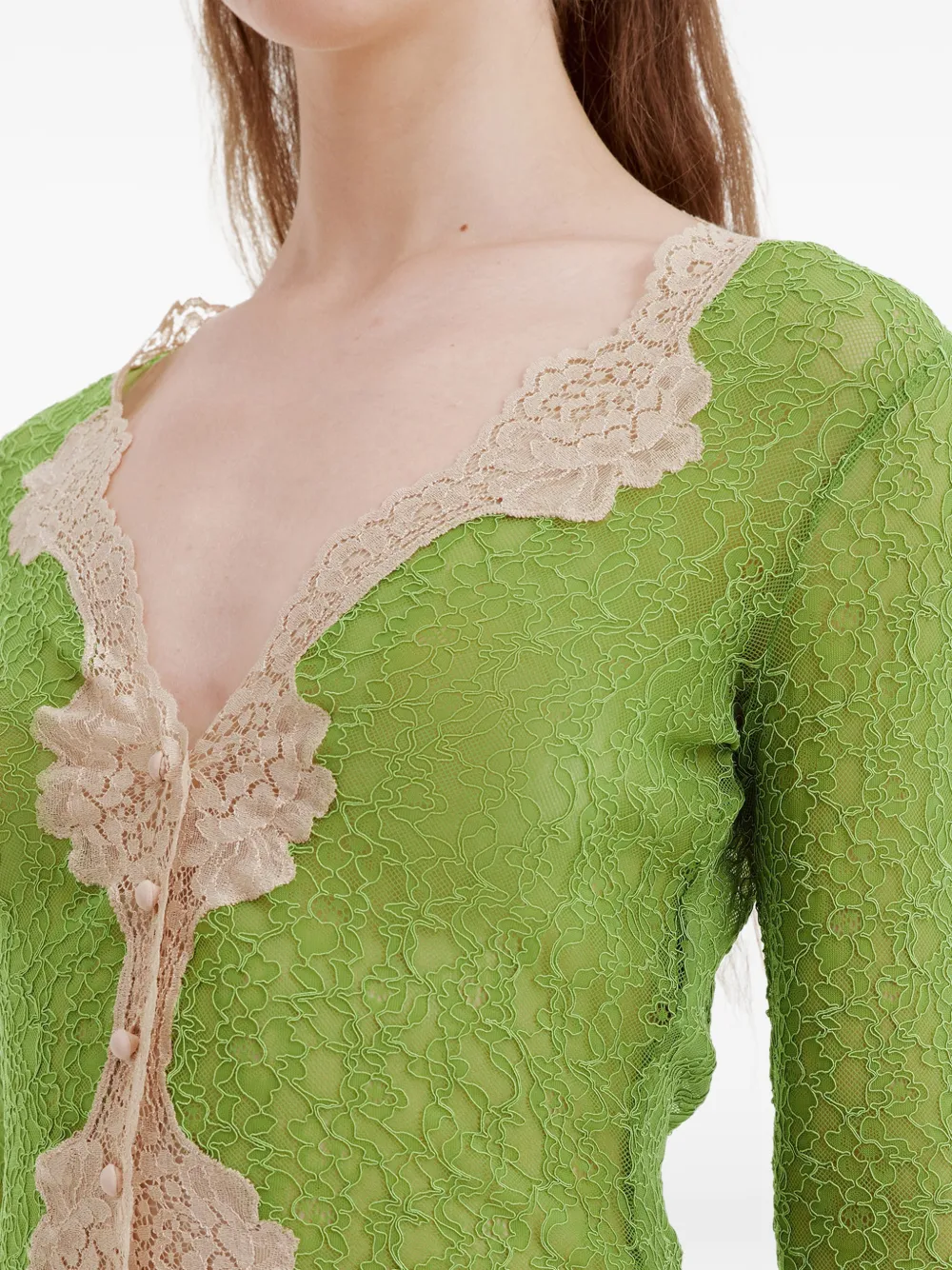 Valentino Garavani Button-up vest met kanten afwerking Groen