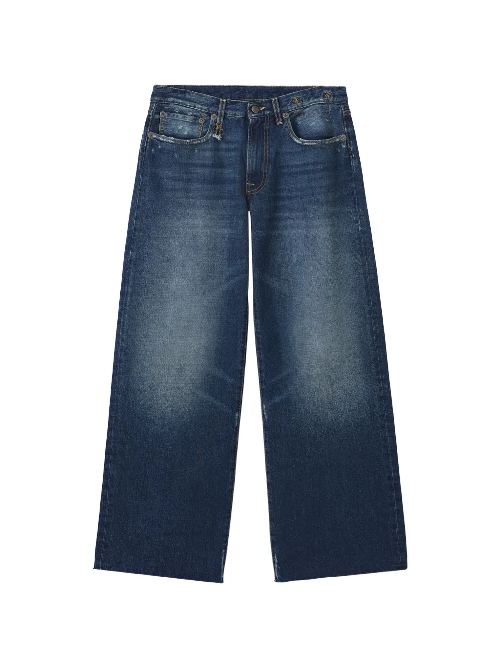 R13 Jeans a gamba ampia con effetto vissuto - Blu