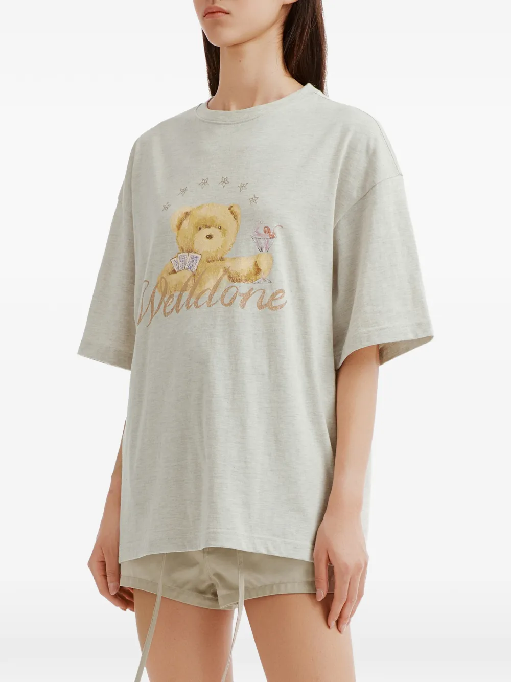 We11 Done Bear-print T-shirt In Gray