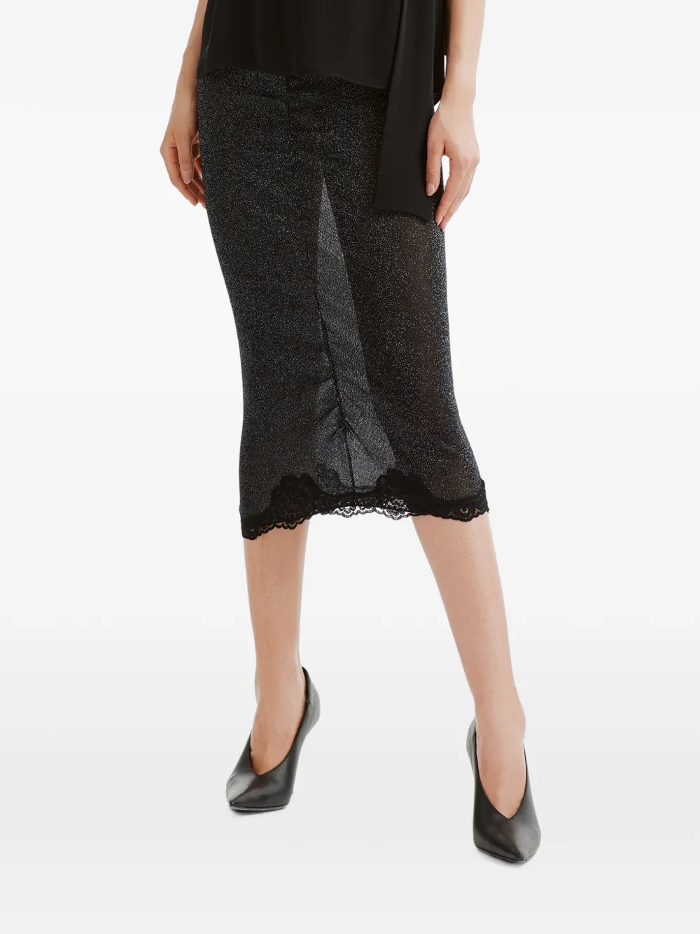 Valentino Garavani Lurex gebreide midi-rok met logo Zwart