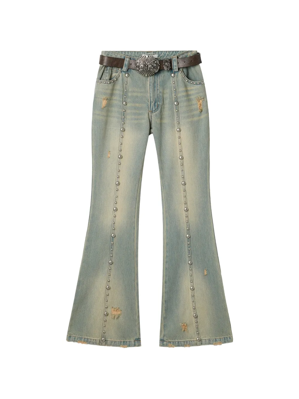 MARKGONG stud-embellished distressed flared jeans