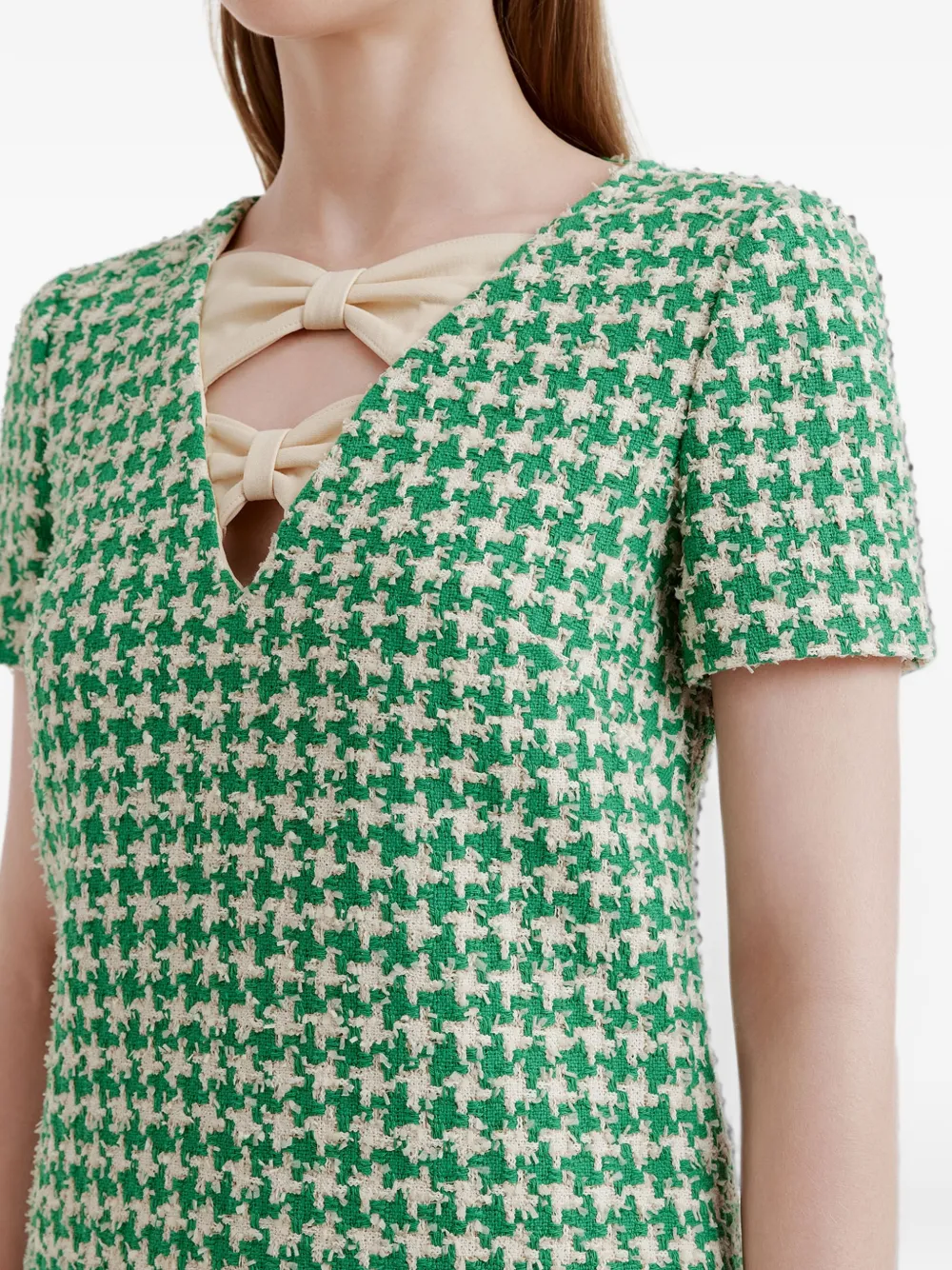 Valentino Garavani Tweed jurk met pied-de-poule print Groen