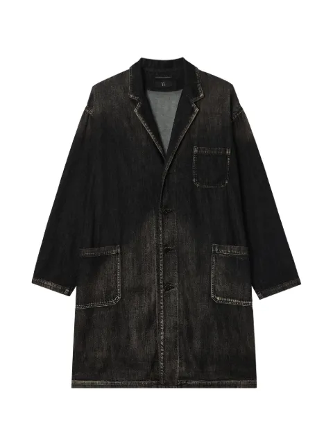 Y's faded-effect patch-pocket coat