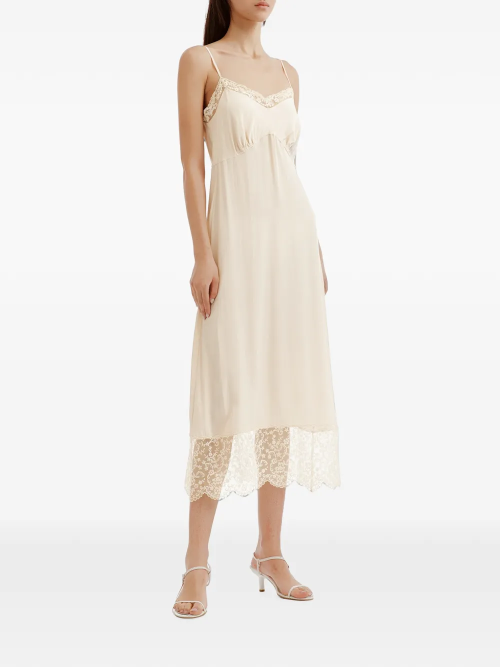 Simone Rocha Onderjurk met kant Beige