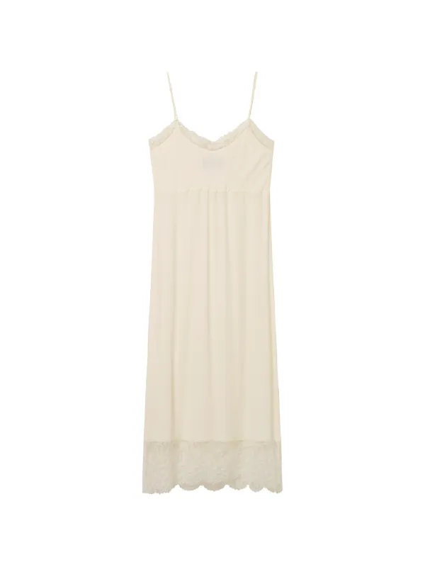 Simone Rocha Lace-trim Slip Midi Dress in Neutrals
