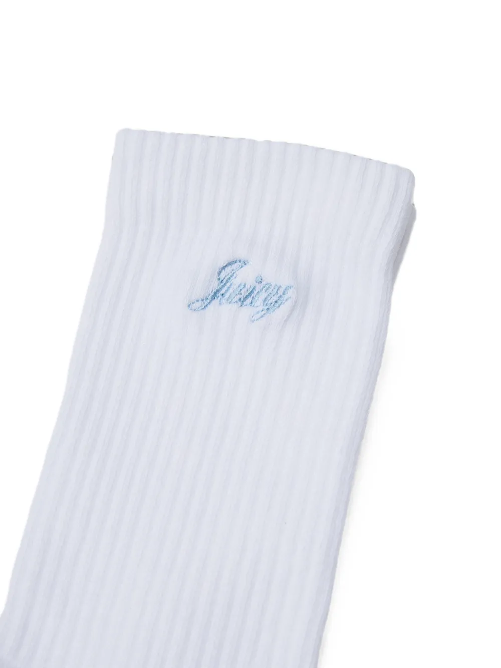 Sporty & Rich Geribbelde sokken met geborduurd logo Wit