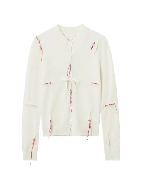 SHUSHU/TONG bow-detail distressed cardigan