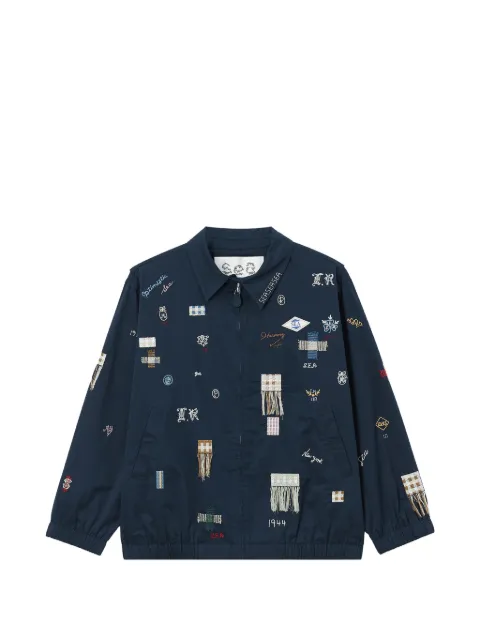 Sea embroidered fringed-patch jacket