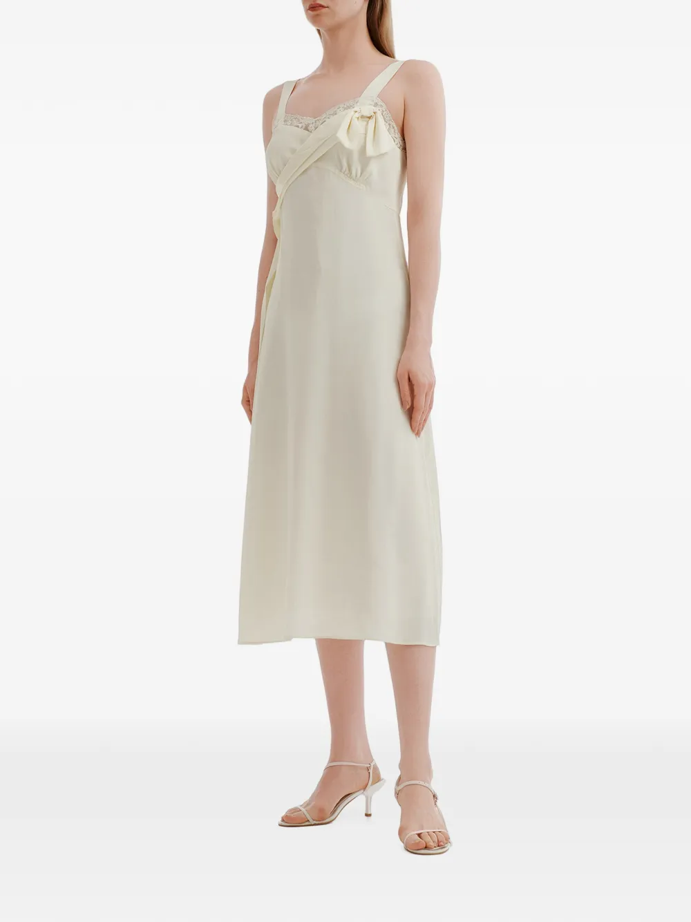 Simone Rocha Lace-trim Bow-detail Midi Dress in White, view 3