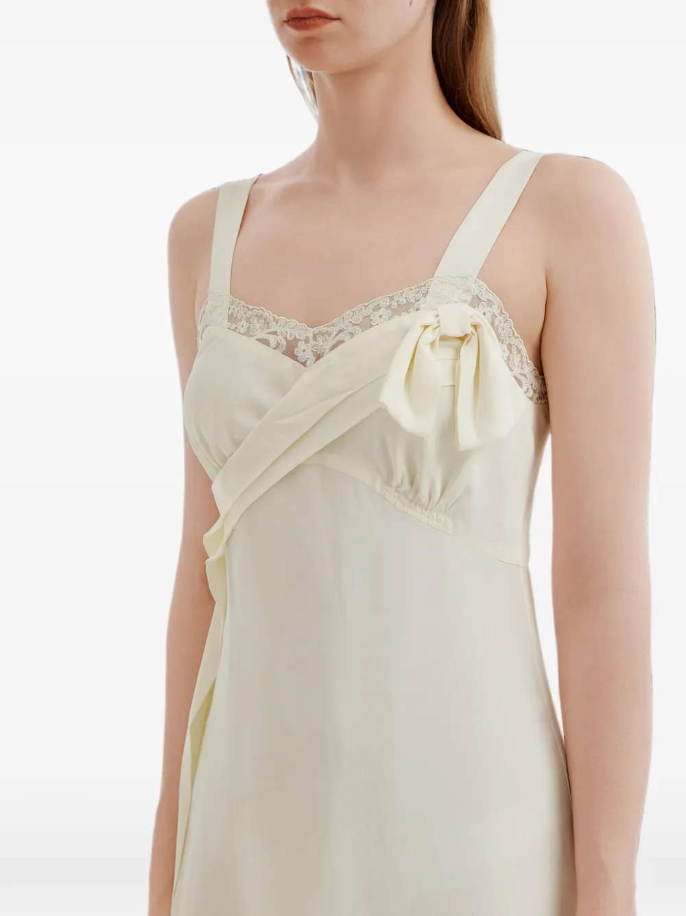 Simone Rocha Lace-trim Bow-detail Midi Dress in White, view 5