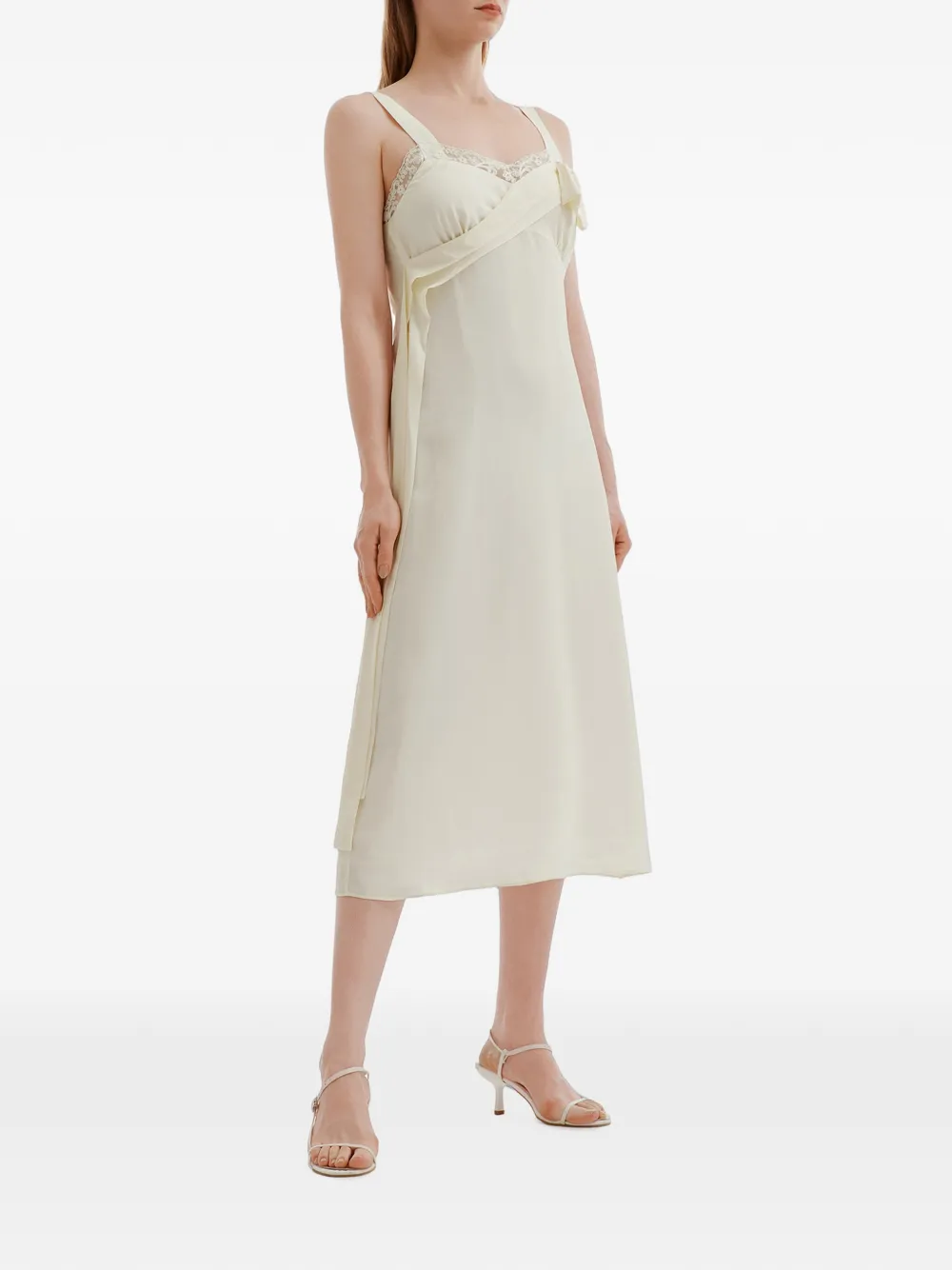 Simone Rocha Lace-trim Bow-detail Midi Dress in White, view 2
