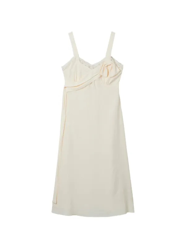Simone Rocha Lace-trim Bow-detail Midi Dress in White