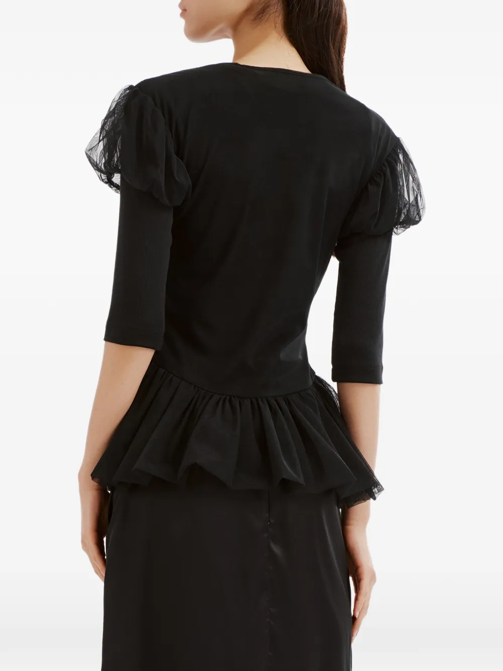 Simone Rocha Verfraaide peplum top Zwart