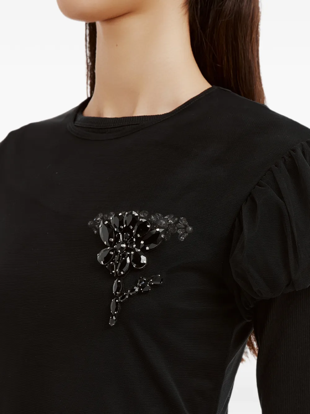 Simone Rocha Verfraaide peplum top Zwart