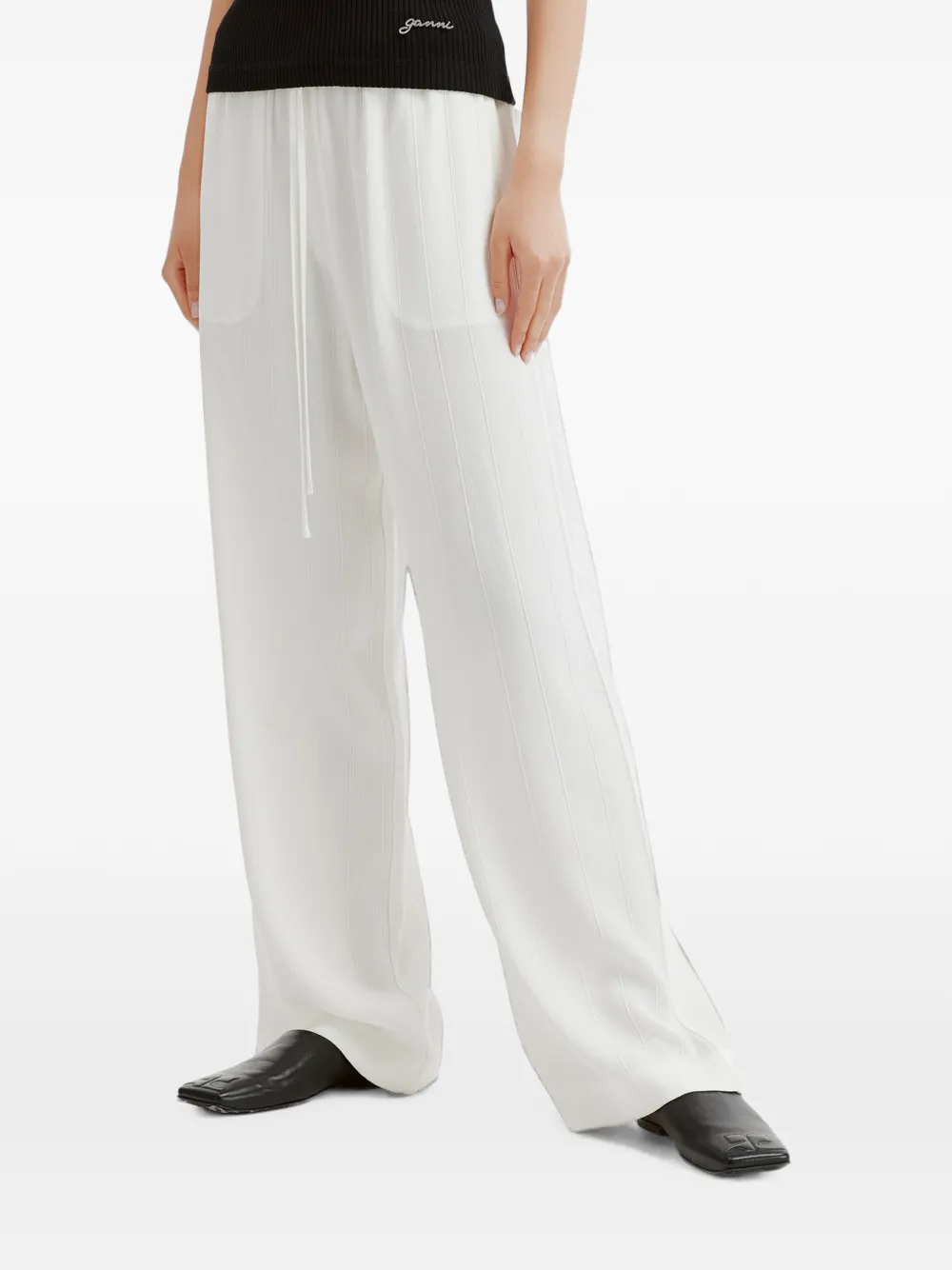 TOTEME drawstring wide-leg trousers Wit